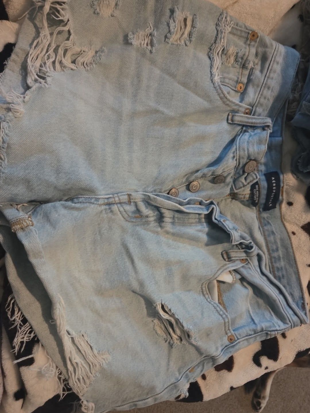 Aeropostale Light Blue Distressed Jean Shorts